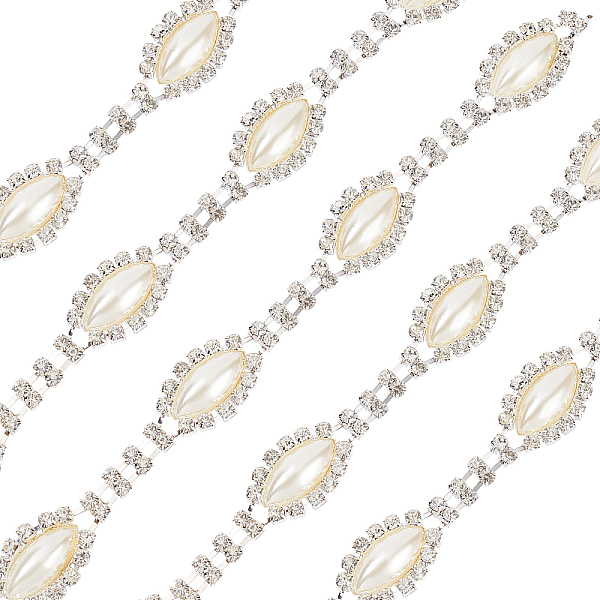 PandaHall 2 Yards Iron & Brass Rhinestone Cup Chains, with Pearl Beads, Horse Eye, Silver, 16.5x23.5x6.7mm, 6.7x3.6x3mm Brass+Rhinestone..., Clear
PandaHall 2 Yards Iron & Brass Rhinestone Cup Chains, with Pearl Beads, Horse Eye, Silver, 16.5x23.5x6.7mm, 6.7x3.6x3mm Brass+Rhinestone..., Clear