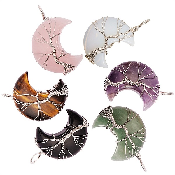 PandaHall 6Pcs 6 Style Natural & Synthetic Gemstone Tree of Life Wire Wrapped Pendants, with Platinum Brass Findings, Crescent Moon...
PandaHall 6Pcs 6 Style Natural & Synthetic Gemstone Tree of Life Wire Wrapped Pendants, with Platinum Brass Findings, Crescent Moon...