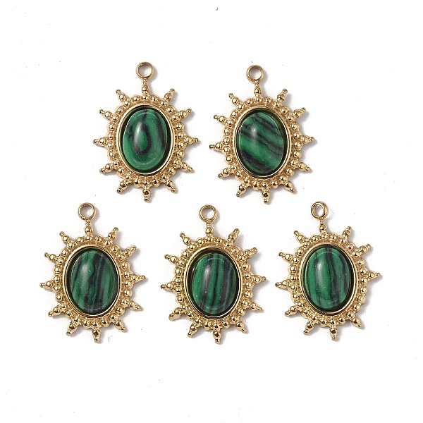 PandaHall Vacuum Plating 201 Stainless Steel Synthetic Malachite Pendants, Real 18K Gold Plated, Oval/Sun Charms, 18x13.5x4mm, Hole: 1.6mm...
PandaHall Vacuum Plating 201 Stainless Steel Synthetic Malachite Pendants, Real 18K Gold Plated, Oval/Sun Charms, 18x13.5x4mm, Hole: 1.6mm...