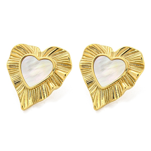 PandaHall 304 Stainless Steel Heart Stud Earrings, with Natural Shell, Real 14K Gold Plated, 26x25mm Shell Heart White
PandaHall 304 Stainless Steel Heart Stud Earrings, with Natural Shell, Real 14K Gold Plated, 26x25mm Shell Heart White