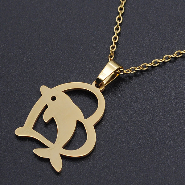 PandaHall 201 Stainless Steel Pendants Necklaces, with Cable Chains and Lobster Claw Clasps, Heart with Dolphin, Golden, 17.71 inch(45cm)...
PandaHall 201 Stainless Steel Pendants Necklaces, with Cable Chains and Lobster Claw Clasps, Heart with Dolphin, Golden, 17.71 inch(45cm)...