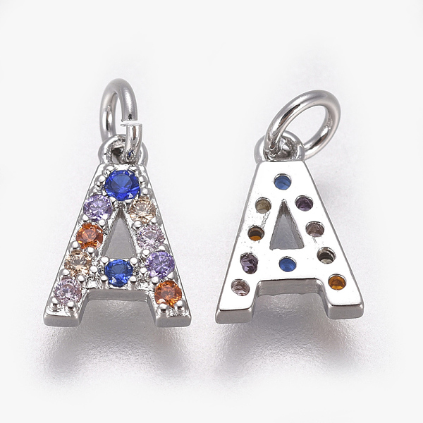 PandaHall Brass Micro Pave Cubic Zirconia Charms, Letter, Colorful, Platinum, Letter.A, 9x6x1.7mm, Hole: 2mm Brass+Cubic Zirconia Letter
PandaHall Brass Micro Pave Cubic Zirconia Charms, Letter, Colorful, Platinum, Letter.A, 9x6x1.7mm, Hole: 2mm Brass+Cubic Zirconia Letter