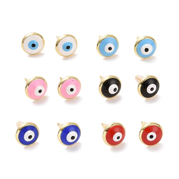 PandaHall Enamel Evil Eye Stud Earrings, Light Gold Plated Brass Jewelry for Women, Cadmium Free & Lead Free, Mixed Color, 10mm, Pin: 0.9mm..., Multicolor
PandaHall Enamel Evil Eye Stud Earrings, Light Gold Plated Brass Jewelry for Women, Cadmium Free & Lead Free, Mixed Color, 10mm, Pin: 0.9mm..., Multicolor