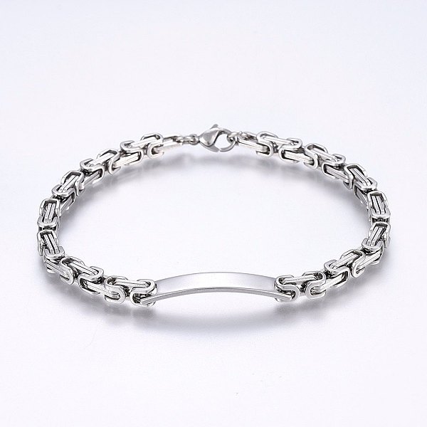 PandaHall 201 Stainless Steel ID Bracelets, Byzantine Chain, with Lobster Claw Clasps, Stainless Steel Color, 9 inch(23cm), 5mm 201...
PandaHall 201 Stainless Steel ID Bracelets, Byzantine Chain, with Lobster Claw Clasps, Stainless Steel Color, 9 inch(23cm), 5mm 201...