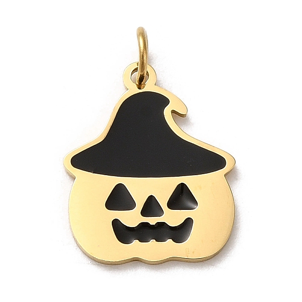 PandaHall Halloween 304 Stainless Steel Charms, with Enamel and Jump Ring, Pumpkin Charm, Real 14K Gold Plated, 14.4x12x0.8mm, Hole: 2.6mm..., Black
PandaHall Halloween 304 Stainless Steel Charms, with Enamel and Jump Ring, Pumpkin Charm, Real 14K Gold Plated, 14.4x12x0.8mm, Hole: 2.6mm..., Black