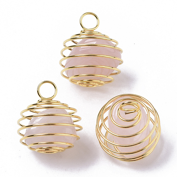 PandaHall Iron Wrap-around Spiral Bead Cage Pendants, with Natural Rose Quartz Beads inside, Round, Golden, 21x24~26mm, Hole: 5mm Rose...
PandaHall Iron Wrap-around Spiral Bead Cage Pendants, with Natural Rose Quartz Beads inside, Round, Golden, 21x24~26mm, Hole: 5mm Rose...