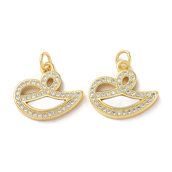 PandaHall Brass Micro Pave Clear Cubic Zirconia Pendants, with Shell and Jump Ring, Real 18K Gold Plated, Swan, 15x17.5x3mm, Hole: 3mm...
PandaHall Brass Micro Pave Clear Cubic Zirconia Pendants, with Shell and Jump Ring, Real 18K Gold Plated, Swan, 15x17.5x3mm, Hole: 3mm...