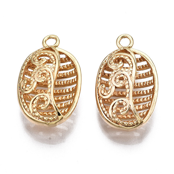 PandaHall Brass Pendants, Hollow, Nickel Free, Oval, Real 18K Gold Plated, 25x15x8mm, Hole: 2mm Brass Oval
PandaHall Brass Pendants, Hollow, Nickel Free, Oval, Real 18K Gold Plated, 25x15x8mm, Hole: 2mm Brass Oval