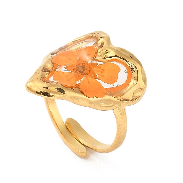 PandaHall Heart Epoxy Resin with Dry Flower Adjustable Rings, 316 Surgical Stainless Steel Ring, Real 18K Gold Plated, Inner Diameter: 17mm...
PandaHall Heart Epoxy Resin with Dry Flower Adjustable Rings, 316 Surgical Stainless Steel Ring, Real 18K Gold Plated, Inner Diameter: 17mm...