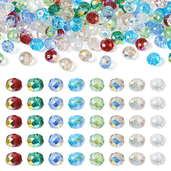 PandaHall 400Pcs 8 Colors Transparent Electroplate Glass Beads Strands, Faceted, Rondelle, AB Color Plated, Mixed Color, 4~4.5x3~3.5mm, Hole..., Multicolor
PandaHall 400Pcs 8 Colors Transparent Electroplate Glass Beads Strands, Faceted, Rondelle, AB Color Plated, Mixed Color, 4~4.5x3~3.5mm, Hole..., Multicolor