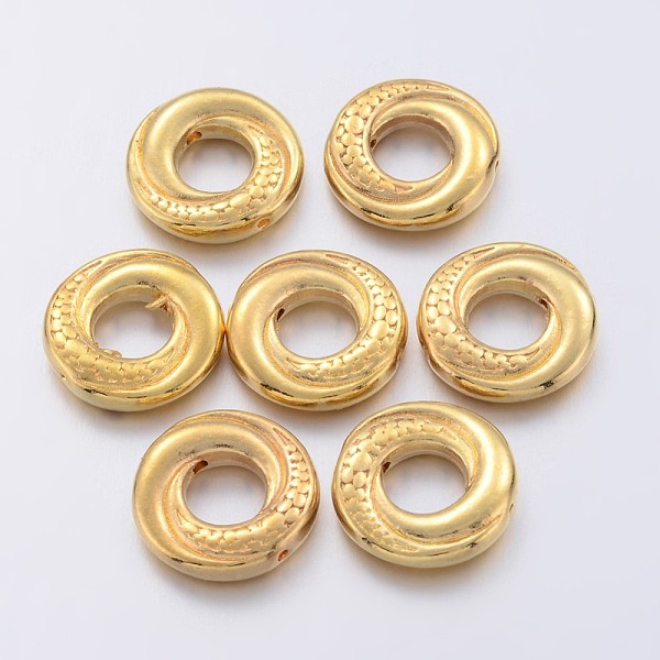 PandaHall Tibetan Style Alloy Beads, Donut, Golden, Lead Free & Cadmium Free, 15x4mm, Hole: 1mm Alloy Donut
PandaHall Tibetan Style Alloy Beads, Donut, Golden, Lead Free & Cadmium Free, 15x4mm, Hole: 1mm Alloy Donut