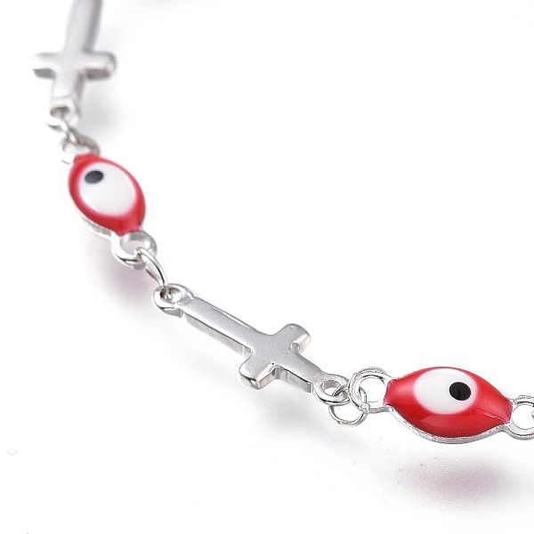 PandaHall 304 Stainless Steel Link Bracelets, with Enamel and Lobster Claw Clasps, Evil Eye & Cross, Stainless Steel Color, Red, 7-1/4 inch...
PandaHall 304 Stainless Steel Link Bracelets, with Enamel and Lobster Claw Clasps, Evil Eye & Cross, Stainless Steel Color, Red, 7-1/4 inch...