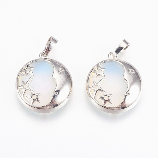 PandaHall Opalite Pendants, with Brass Findings, Flat Round with Star, Platinum, 27x23x6.5mm, Hole: 5x8mm Opalite Flat Round
PandaHall Opalite Pendants, with Brass Findings, Flat Round with Star, Platinum, 27x23x6.5mm, Hole: 5x8mm Opalite Flat Round