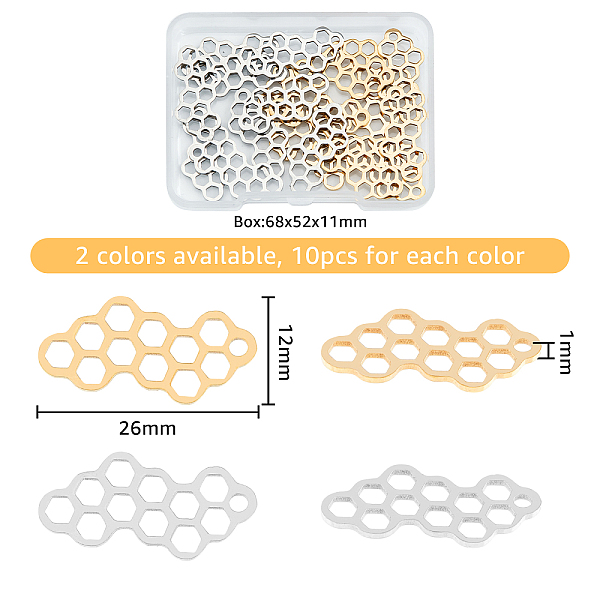 PandaHall DICOSMETIC 20Pcs 2 Colors Honeycomb Charm Stainless Steel Open Back Pendants Filigree Charms Geometric Bee Charms Golden Links...
PandaHall DICOSMETIC 20Pcs 2 Colors Honeycomb Charm Stainless Steel Open Back Pendants Filigree Charms Geometric Bee Charms Golden Links...