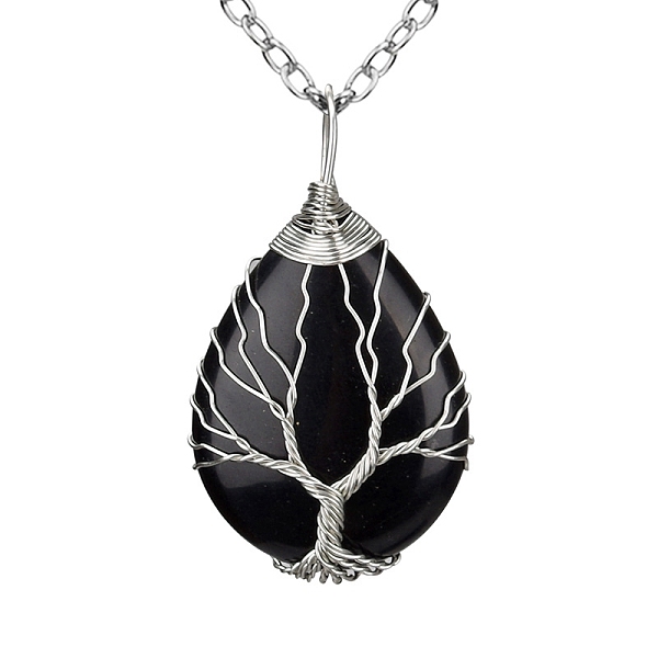 PandaHall Natural Black Agate Teardrop Pendant Necklace, Platinum Copper Wire Wrap Necklace, 20.47 inch(52cm) Black Agate Teardrop
PandaHall Natural Black Agate Teardrop Pendant Necklace, Platinum Copper Wire Wrap Necklace, 20.47 inch(52cm) Black Agate Teardrop