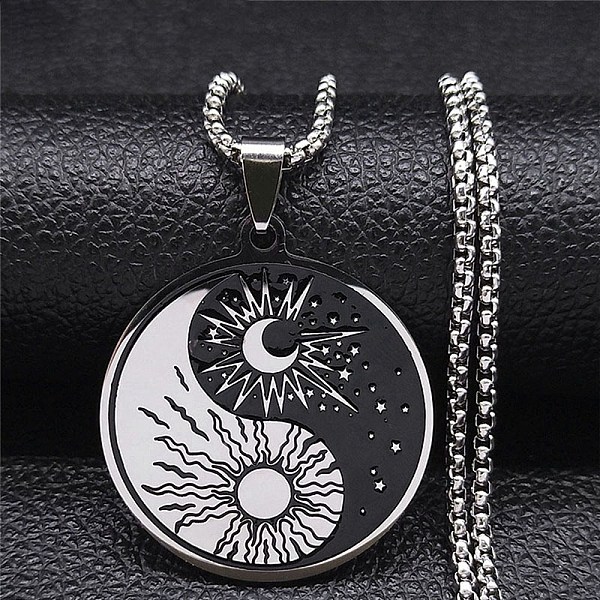 PandaHall 304 Stainless Steel Enamel Yin Yang with Sun & Moon Pendant Necklaces, Box Chains Necklaces for Women Men, Stainless Steel Color..., Black
PandaHall 304 Stainless Steel Enamel Yin Yang with Sun & Moon Pendant Necklaces, Box Chains Necklaces for Women Men, Stainless Steel Color..., Black