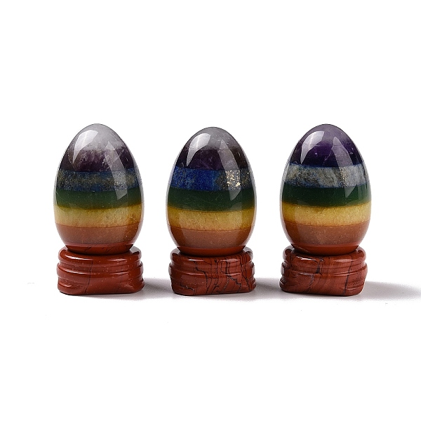 PandaHall Chakra Natural Gemstone Egg Shape Display Decorations, with Natural Red Jasper Pedestal, 30x53mm Mixed Stone Egg
PandaHall Chakra Natural Gemstone Egg Shape Display Decorations, with Natural Red Jasper Pedestal, 30x53mm Mixed Stone Egg