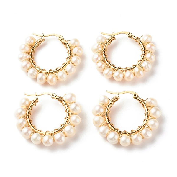 PandaHall 304 Stainless Steel Hoop Earrings, with Natural Pearls, Ring, White, Golden, 34.5x36x7mm, Pin: 0.7x1mm Pearl Ring White
PandaHall 304 Stainless Steel Hoop Earrings, with Natural Pearls, Ring, White, Golden, 34.5x36x7mm, Pin: 0.7x1mm Pearl Ring White