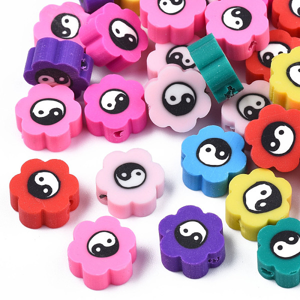 PandaHall Handmade Polymer Clay Beads, Flower with Yin Yang, Mixed Color, 9.5~10.5x10x4.5mm, Hole: 1.5mm Polymer Clay Flower Multicolor
PandaHall Handmade Polymer Clay Beads, Flower with Yin Yang, Mixed Color, 9.5~10.5x10x4.5mm, Hole: 1.5mm Polymer Clay Flower Multicolor