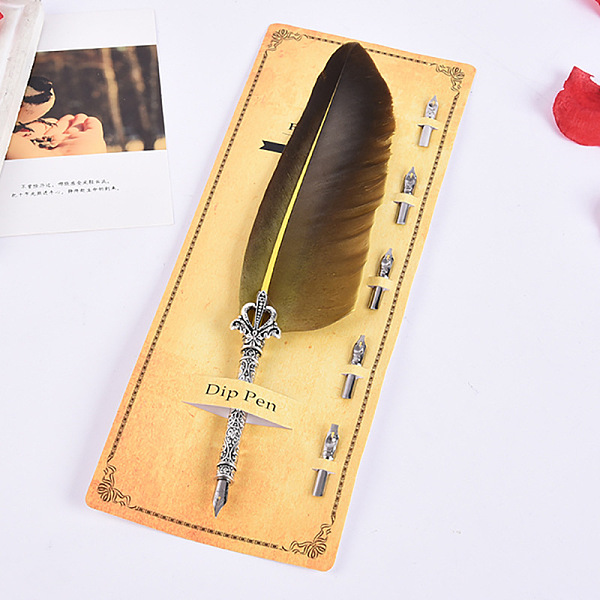 PandaHall Turkey Feather Dipped Pen, with Alloy Pen Tip & Replacement Tips, for Teacher's Day, Dark Goldenrod, 285mm Feather Feather Gold
PandaHall Turkey Feather Dipped Pen, with Alloy Pen Tip & Replacement Tips, for Teacher's Day, Dark Goldenrod, 285mm Feather Feather Gold