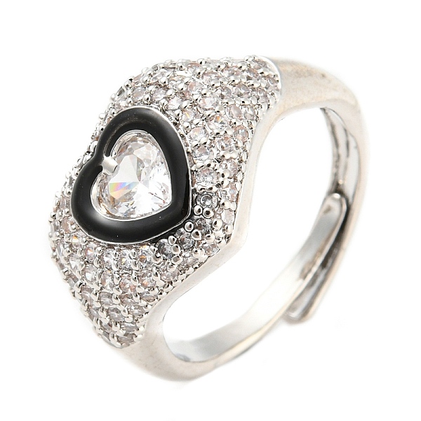 PandaHall Enamel Heart Adjustable Ring with Clear Cubic Zirconia, Platinum Brass Ring, Lead Free & Cadmium Free, Black, Inner Diameter...
PandaHall Enamel Heart Adjustable Ring with Clear Cubic Zirconia, Platinum Brass Ring, Lead Free & Cadmium Free, Black, Inner Diameter...