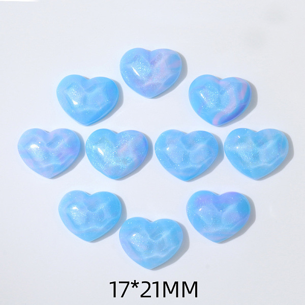 PandaHall Opaque Resin Cabochons, with Glitter Powder, Heart with Water Ripple, Light Sky Blue, 17x21mm Resin Heart
PandaHall Opaque Resin Cabochons, with Glitter Powder, Heart with Water Ripple, Light Sky Blue, 17x21mm Resin Heart