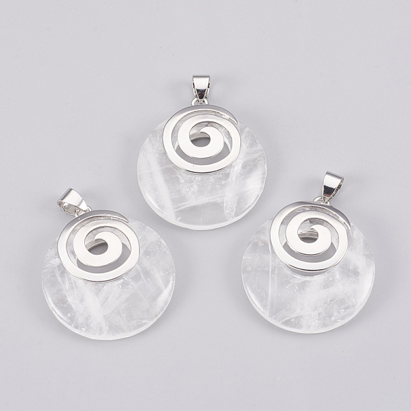 PandaHall Natural Quartz Crystal Pendants, with Platinum Tone Brass Findings, Flat Round, 32x28x6mm, Hole: 4x5mm Quartz Crystal Flat Round..., White 
PandaHall Natural Quartz Crystal Pendants, with Platinum Tone Brass Findings, Flat Round, 32x28x6mm, Hole: 4x5mm Quartz Crystal Flat Round..., White