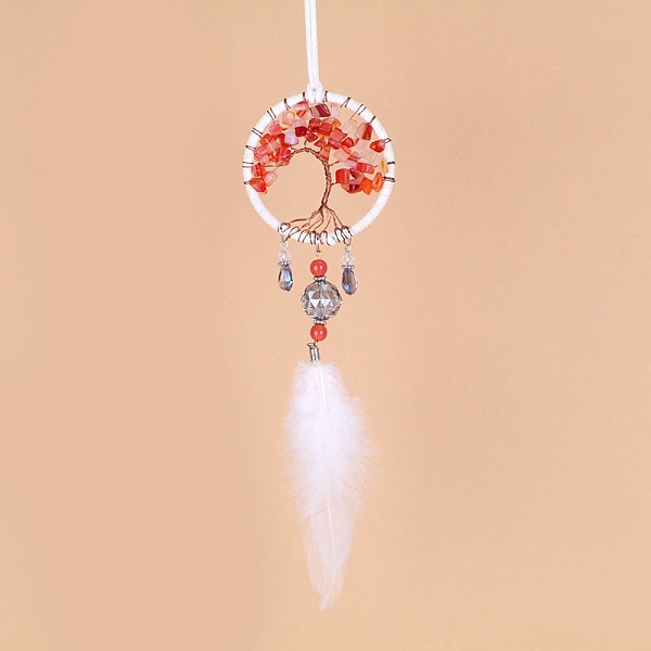PandaHall Natural Red Agate Chips Flat Round with Tree of Life Pendant Decorations, Woven Net/Web with Feather for Home, Car Interior..., White
PandaHall Natural Red Agate Chips Flat Round with Tree of Life Pendant Decorations, Woven Net/Web with Feather for Home, Car Interior..., White