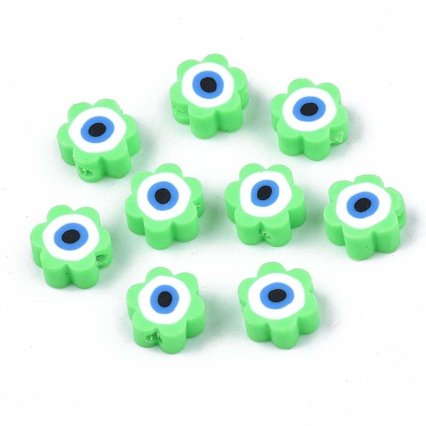 PandaHall Handmade Polymer Clay Beads, Flower with Evil Eye, Spring Green, 9x9x4.5mm, Hole: 1.8mm Polymer Clay Flower
PandaHall Handmade Polymer Clay Beads, Flower with Evil Eye, Spring Green, 9x9x4.5mm, Hole: 1.8mm Polymer Clay Flower