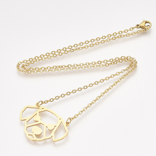 PandaHall 201 Stainless Steel Puppy Pendant Necklaces, with Cable Chains, Filigree Dog Head, Golden, 17.1 inch(43.5cm), 2mm, Dog: 21x30x1mm...
PandaHall 201 Stainless Steel Puppy Pendant Necklaces, with Cable Chains, Filigree Dog Head, Golden, 17.1 inch(43.5cm), 2mm, Dog: 21x30x1mm...
