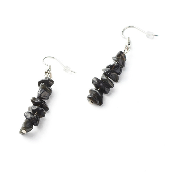 PandaHall Natural Obsidian Chip Beads Dangle Earrings, Brass Jewelry for Girl Women, Platinum, 53.5~54.5mm, Pin: 0.5mm Obsidian
PandaHall Natural Obsidian Chip Beads Dangle Earrings, Brass Jewelry for Girl Women, Platinum, 53.5~54.5mm, Pin: 0.5mm Obsidian