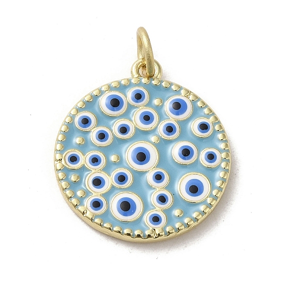 PandaHall Brass Enamel Pendants, with Jump Ring, Real 18K Gold Plated, Flat Round with Evil Eye Charm, Light Sky Blue, 19x17x2mm, Hole...
PandaHall Brass Enamel Pendants, with Jump Ring, Real 18K Gold Plated, Flat Round with Evil Eye Charm, Light Sky Blue, 19x17x2mm, Hole...