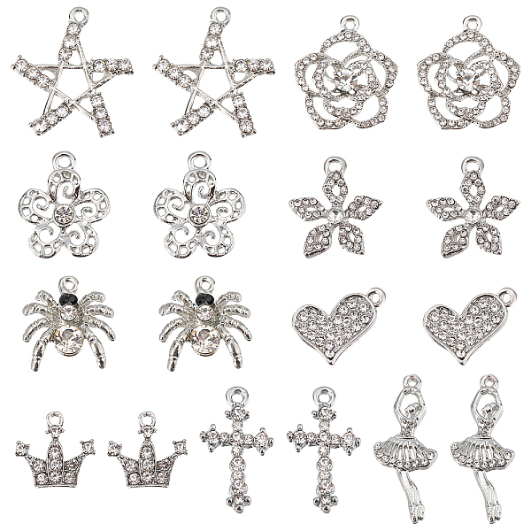 PandaHall SUPERFINDINGS 36Pcs 9 Styles Alloy Rhinestone Pendants, Crystal, Flower & Heart & Crown & Dancer & Spider & Cross, Platinum...
PandaHall SUPERFINDINGS 36Pcs 9 Styles Alloy Rhinestone Pendants, Crystal, Flower & Heart & Crown & Dancer & Spider & Cross, Platinum...