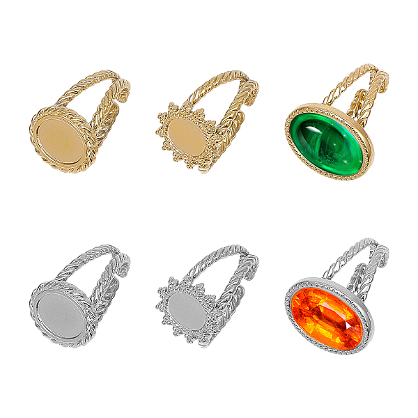 PandaHall CHGCRAFT 6Pcs 6 Style Sun & Oval 304 Stainless Steel Open Cuff Ring Settings, with Oval Tray, Golden & Stainless Steel Color...
PandaHall CHGCRAFT 6Pcs 6 Style Sun & Oval 304 Stainless Steel Open Cuff Ring Settings, with Oval Tray, Golden & Stainless Steel Color...
