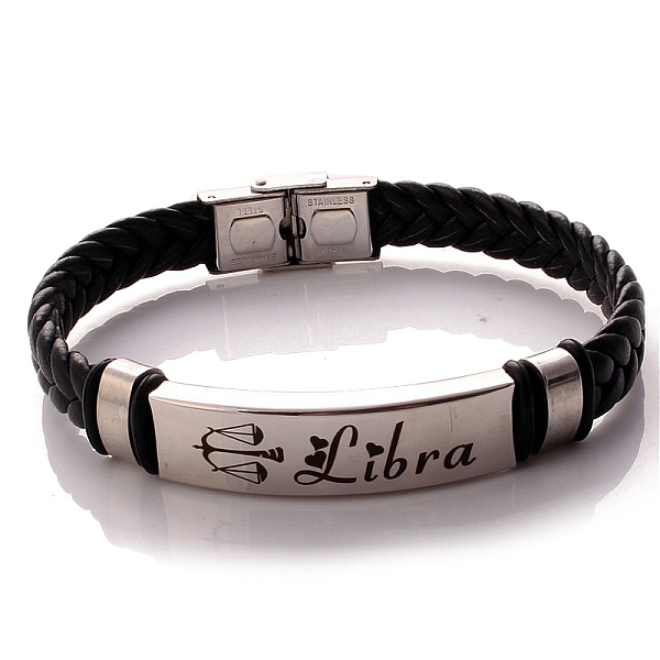 PandaHall Braided Leather Cord Bracelets, Constellation Bracelet for Men, Libra, 8-1/4 inch(21cm) Leather Libra
PandaHall Braided Leather Cord Bracelets, Constellation Bracelet for Men, Libra, 8-1/4 inch(21cm) Leather Libra
