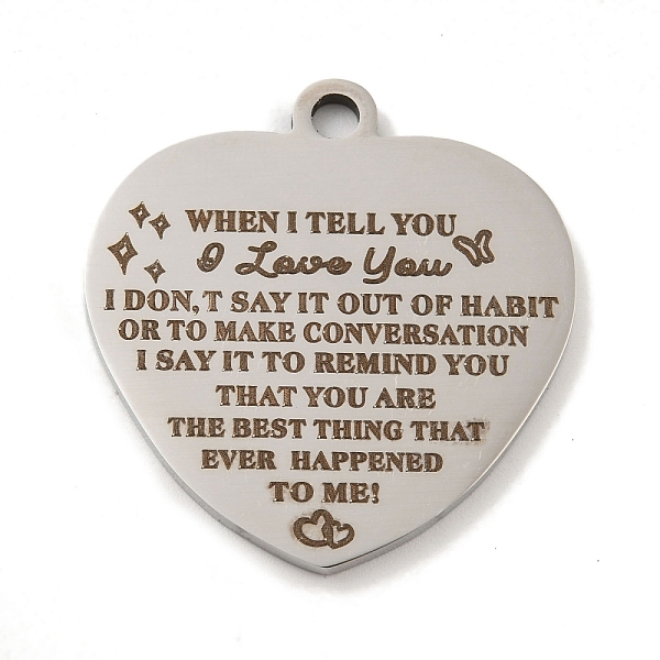 PandaHall Valentine's Day 201 Stainless Steel Pendants, Love Message Charms, Heart with Word Charms, Stainless Steel Color, 30.5x29x2mm...
PandaHall Valentine's Day 201 Stainless Steel Pendants, Love Message Charms, Heart with Word Charms, Stainless Steel Color, 30.5x29x2mm...