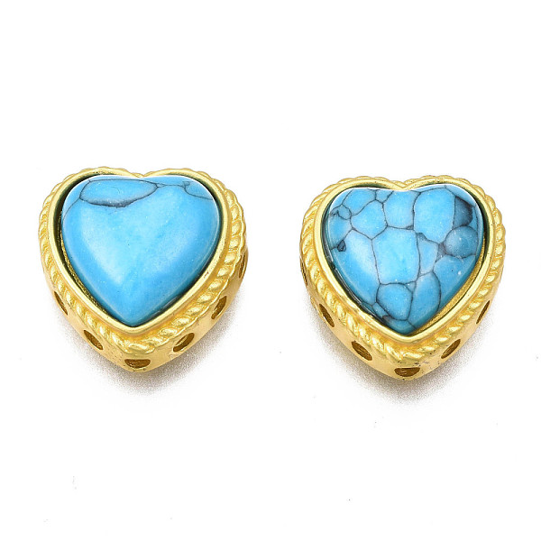 PandaHall Brass Multi-Strand Links, with Synthetic Turquoise, Matte Style, Matte Gold Color, Dyed, Heart with Flower, Deep Sky Blue...
PandaHall Brass Multi-Strand Links, with Synthetic Turquoise, Matte Style, Matte Gold Color, Dyed, Heart with Flower, Deep Sky Blue...