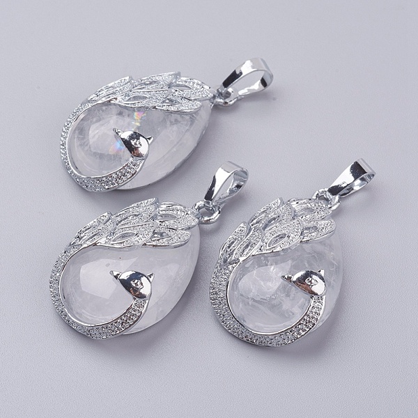 PandaHall Natural Quartz Crystal Pendants, Rock Crystal Pendants, with Brass Finding, Teardrop with Peacock, Platinum, 33x20x10.5mm, Hole...
PandaHall Natural Quartz Crystal Pendants, Rock Crystal Pendants, with Brass Finding, Teardrop with Peacock, Platinum, 33x20x10.5mm, Hole...