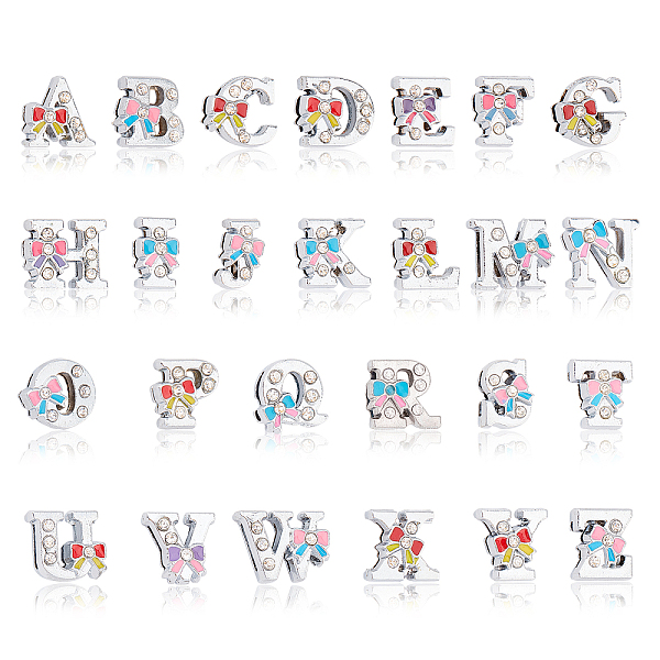 PandaHall Alloy Beads, with Crystal Rhinestone and Enamel, Initial Letters Style, Alphabet with Bowknot, Letter A~Z, 12.5x8.5~16.5x5~5.5mm..., Multicolor
PandaHall Alloy Beads, with Crystal Rhinestone and Enamel, Initial Letters Style, Alphabet with Bowknot, Letter A~Z, 12.5x8.5~16.5x5~5.5mm..., Multicolor