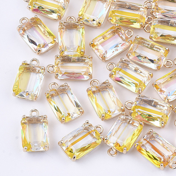 PandaHall Transparent Glass Pendants, with Brass Findings, Faceted, Rectangle, AB Color Plated, Light Gold, Light Khaki, 17.5x10x6.5mm, Hole...
PandaHall Transparent Glass Pendants, with Brass Findings, Faceted, Rectangle, AB Color Plated, Light Gold, Light Khaki, 17.5x10x6.5mm, Hole...