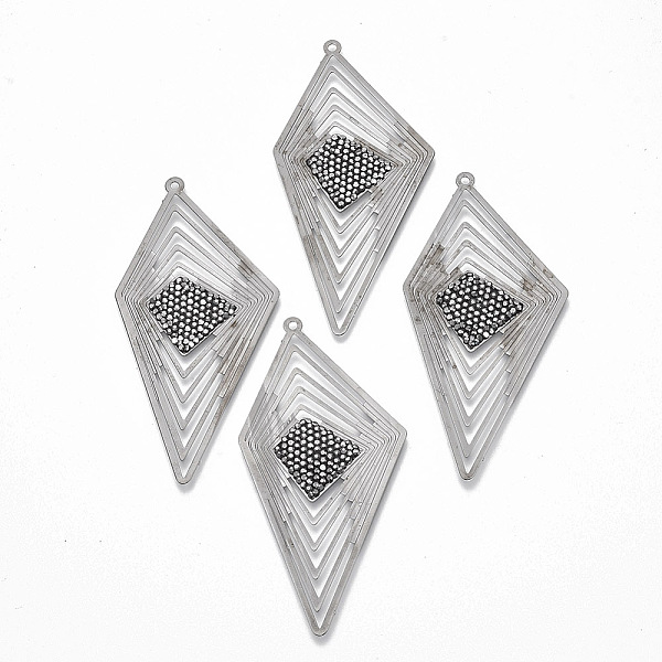 PandaHall Brass Rhinestone Big Pendants, Filigree Findings, Quadrilateral, Jet Hematite, Platinum, 80x39~40x2mm, Hole: 2mm Brass+Rhinestone...
PandaHall Brass Rhinestone Big Pendants, Filigree Findings, Quadrilateral, Jet Hematite, Platinum, 80x39~40x2mm, Hole: 2mm Brass+Rhinestone...
