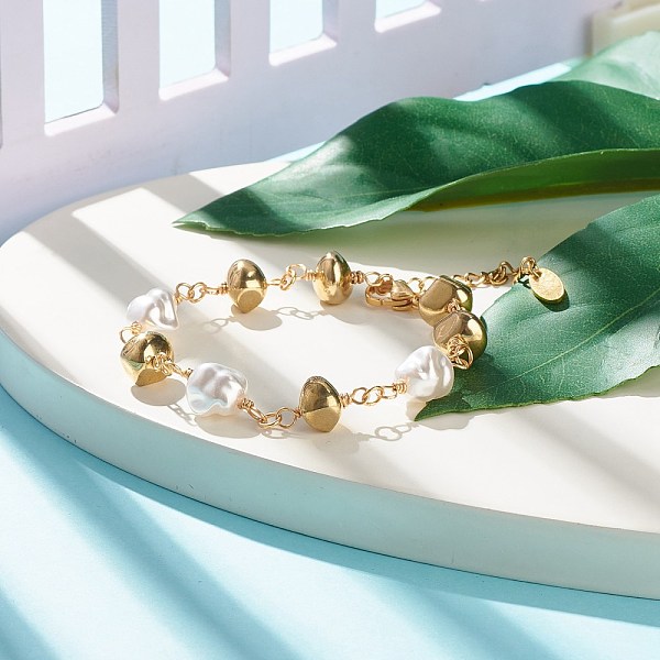 PandaHall Plastic Pearl & CCB Plastic Nuggets Beaded Bracelet for Women, Golden, 7-1/4 inch(18.5cm) Plastic
PandaHall Plastic Pearl & CCB Plastic Nuggets Beaded Bracelet for Women, Golden, 7-1/4 inch(18.5cm) Plastic