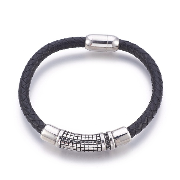 PandaHall Leather Braided Cord Bracelets, with Stainless Steel Magnetic Clasps and Tube Beads, Antique Silver & Stainless Steel Color, 8-1/2...
PandaHall Leather Braided Cord Bracelets, with Stainless Steel Magnetic Clasps and Tube Beads, Antique Silver & Stainless Steel Color, 8-1/2...