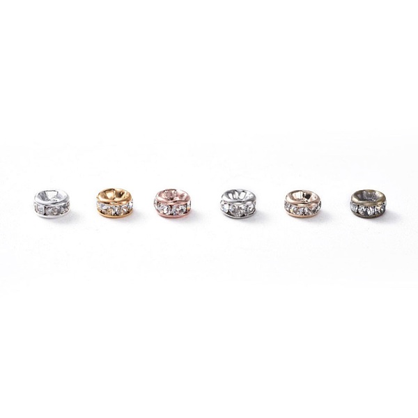 PandaHall Brass Rhinestone Spacer Beads, Grade AAA, Straight Flange, Nickel Free, Mixed Metal Color, Rondelle, Crystal, 4x2mm, Hole: 1mm..., Clear
PandaHall Brass Rhinestone Spacer Beads, Grade AAA, Straight Flange, Nickel Free, Mixed Metal Color, Rondelle, Crystal, 4x2mm, Hole: 1mm..., Clear