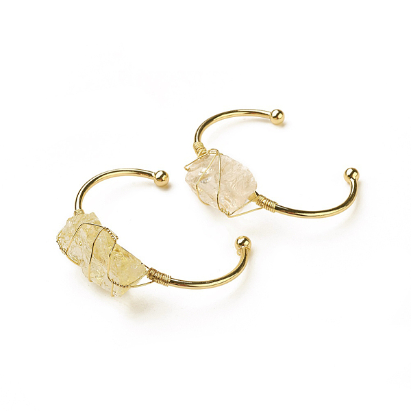 PandaHall Long-Lasting Plated Brass Cuff Bangles, with Natural Citrine, Nuggets, Golden, 1-3/8 inchx2-3/8 inch(3.8x6cm), 2.8mm Citrine
PandaHall Long-Lasting Plated Brass Cuff Bangles, with Natural Citrine, Nuggets, Golden, 1-3/8 inchx2-3/8 inch(3.8x6cm), 2.8mm Citrine