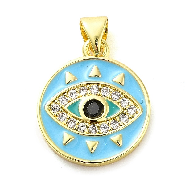 PandaHall Real 18K Gold Plated Brass Clear Cubic Zirconia Pendants, with Enamel and Glass, Flat Round with Evil Eye, Light Sky Blue...
PandaHall Real 18K Gold Plated Brass Clear Cubic Zirconia Pendants, with Enamel and Glass, Flat Round with Evil Eye, Light Sky Blue...