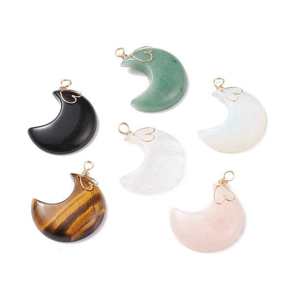 PandaHall Natural & Synthetic Gemstone Pendants, Moon Charm, with Real 18K Gold Plated Tone Copper Wire Wrapped, 40.5~42x30~31x8mm, Hole...
PandaHall Natural & Synthetic Gemstone Pendants, Moon Charm, with Real 18K Gold Plated Tone Copper Wire Wrapped, 40.5~42x30~31x8mm, Hole...