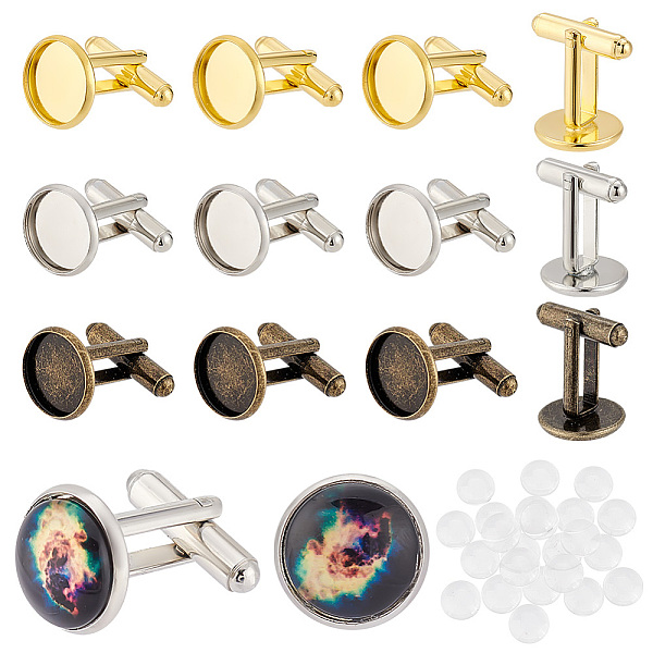 PandaHall 24Pcs 3 Style Rack Plating Brass Cufflinks, with 24Pcs Glass Cabochons, Mixed Color, Tray: 12mm, 18x18mm Brass
PandaHall 24Pcs 3 Style Rack Plating Brass Cufflinks, with 24Pcs Glass Cabochons, Mixed Color, Tray: 12mm, 18x18mm Brass