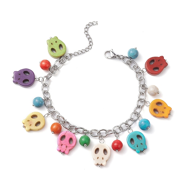 PandaHall Halloween Dyed Synthetic Turquoise Skull Pendant Brass Cable Chains Bracelets, with 304 Stainless Steel Clasps, Colorful, 7-1/4..., Multicolor
PandaHall Halloween Dyed Synthetic Turquoise Skull Pendant Brass Cable Chains Bracelets, with 304 Stainless Steel Clasps, Colorful, 7-1/4..., Multicolor