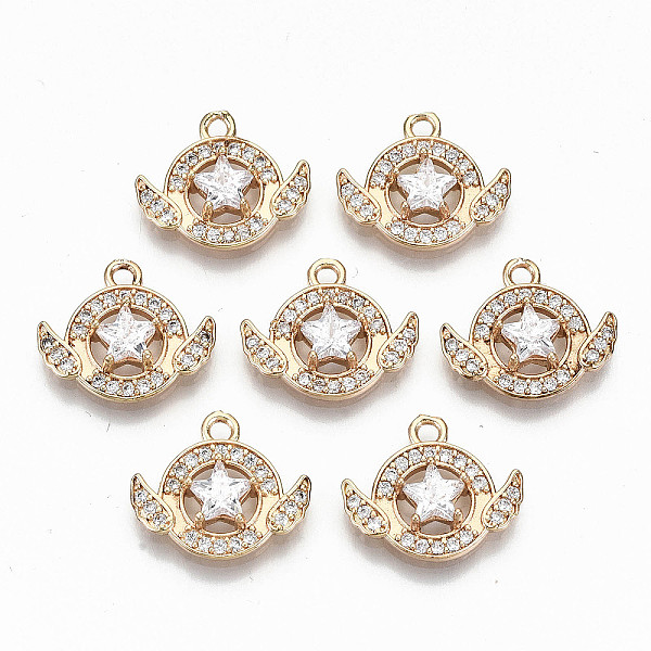 PandaHall Brass Micro Pave Cubic Zirconia Pendants, Light Gold, Long-Lasting Plated, Cadmium Free & Lead Free, Flat Round with Star, Clear...
PandaHall Brass Micro Pave Cubic Zirconia Pendants, Light Gold, Long-Lasting Plated, Cadmium Free & Lead Free, Flat Round with Star, Clear...